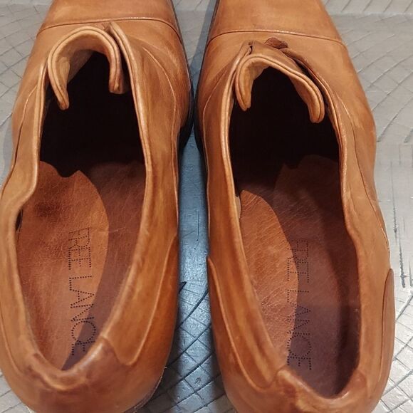 Free Lance Tan Leather Laceless Heeled Oxford Sz 38 - Picture 6 of 12
